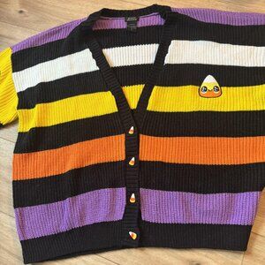 Sweet Society 3X Kawaii HALLOWEEN adorable Striped Candy Corn Cardigan Sweater